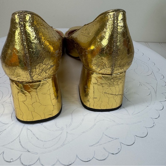 J. Crew Celia gold stack heel pumps - Picture 7 of 13